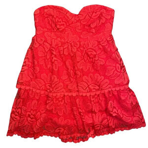 Anthropologie Maeve Strapless Lace Mini Orange Dress Size Small Party Preppy Y2K